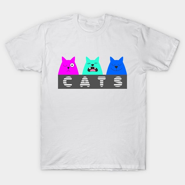 Three cats T-Shirt by Frenzy Fox